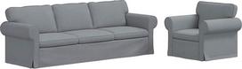 Modulinė kampinė sofa iš dviejų dalių su audinio apmušalu ir putų bei pluošto užpildu, moderni sofa su metaliniu rėmu ir medžio plaušo medžiagos porankiais, šviesiai pilkos spalvos, 245 x 82 x 80 cm