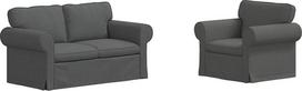 Modulinė kampinė sofa, 2 dalys, tamsiai pilkos spalvos, 155x82x80 cm, audinio apmušalas su metaliniu rėmu, ergonomiškas dizainas, skirta svetainei arba miegamajam