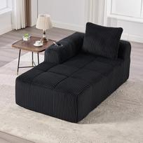Modulinė sofa 1 sėdima berėmė sofa su gėrimų laikikliu, šonine kišene, pagalvėle, svetainės sofa, minkštas ir patogus fotelis, neremontuojama, juoda