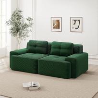 Modulinė sofa, 74 cm gilaus sėdėjimo, dvivietė su miego funkcija – atsparus įbrėžimams velveto audinys, atlenkiamas miego paviršius, taupanti vietą bute ir tinka naminių gyvūnėlių savininkams