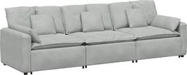 Modulinė šviesiai pilkos spalvos sofa, aksominė svetainės baldų komplektas, 3 dalių sofų komplektas su metaliniu rėmu ir pagalvėlėmis, lankstus svetainės baldų komplektas, 324 x 105 x 64 cm