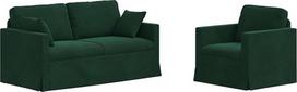Modulinis aksominis sofų komplektas iš dviejų dalių, tamsiai žalios spalvos, 158x78x80 cm, su metaliniu rėmu – elegantiškas sofų komplektas svetainei su juodu rėmu ir putų pagalvėlėmis
