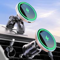 MOKPR „MagSafe“ automobilinis laikiklis su įkrovimo funkcija, 15 W „iPhone“ „MagSafe“ įkroviklis, automobilinis mobiliojo telefono laikiklis, montuojamas ant automobilio ventiliacijos grotelių / prietaisų skydelio, skirtas „iPhone“ 17/16/15/14/13/12 (roži
