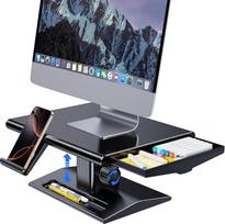 Monitoriaus stovas, aukščio reguliuojamas monitoriaus pakėlėjas, stalviršio pakėlėjas su stalčiais ir mobiliojo telefono laikikliu, ergonomiškas monitoriaus pakėlėjas, skirtas kompiuteriams, nešiojamiesiems kompiuteriams, asmeniniams kompiuteriams ir tele