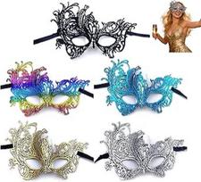 Moterų kaukių rinkinys - 5 spalvotos kaukės 21x16cm venezianischen Stil Augenmasken für Fasching Cosplay Karneval Maskenball & Halloween Party Zubehör