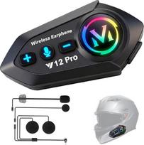 Motociklininko šalmas su „Bluetooth 5.4“, motociklininko šalmas su interkomo ausinėmis, ryšio sistema, ausinės, veikimo nuotolis 500 m, dvigubas triukšmo slopinimas, IP56 atsparumas vandeniui, tinka visiems šalmai