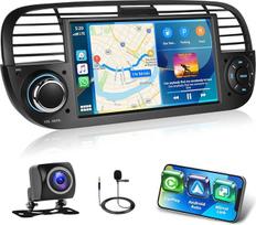 Motorsi 2+64G automobilinis radijas Fiat 500 2007-2015 m. Radijas su belaidžiu Carplay/Android Car, 7 colių ekranas, automobilinė stereogarsiakalbė su GPS navigacija/WiFi/Bluetooth/RDS/FM/USB/SWC/Mirror Link/Canbus