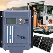MPPT saulės energijos įkrovimo reguliatorius 40 A, skirtas 12 V ir 24 V akumuliatoriams – saulės energijos įkroviklis su LCD ekranu, 2 USB prievadais ir visapusiška apsauga nuo viršįtampių