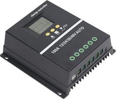 MPPT saulės energijos įkrovos reguliatorius 100 A, 12 V, 24 V, 36 V, 48 V, su automatiniu atpažinimu, dviem USB jungtimis ir LCD ekranu