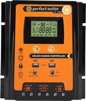 MPPT saulės energijos reguliatorius, 12 V/24 V LCD ekraną turintis saulės energijos įkrovimo reguliatorius su dviem USB prievadais, automatinė sistemos įtampos nustatymo funkcija, 70 A, numatytasis nustatymas