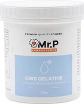 Mr.P Ingredients Šaltai tirpstančios želatinos milteliai, 250 g, 200 žiedų, aukščiausios kokybės tirštiklis greitai paruošiamai jautienos želatinai, desertams, be glitimo, be GMO, halal želatina ir košerinis maistas