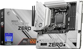 MSI B650M „Project Zero“ pagrindinė plokštė, „Back-Connect“ Micro-ATX, suderinama su „Ryzen“ 9000, 8000 ir 7000 serijos procesoriais, AM5, DDR5 atminties pagreitinimas iki 6400+ MHz/OC, 1 x PCIe 4.0 x16, 2 x M.2 Gen4, „Wi-Fi 6E“