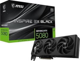MSI GeForce RTX 5080 16G Inspire 3X OC Black – 16GB GDDR7 (30Gbps/256 bitų), PCIe 5, „Boost“: 2640 MHz, HDMI 2.1b, DisplayPort 2.1b
