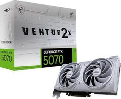 MSI GeForce RTX 5070 12G Ventus 2X OC White – 12GB GDDR7 (28Gbps/192 bitų), PCIe 5, „Boost“: 2542 MHz, HDMI 2.1b, DisplayPort 2.1b