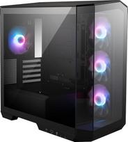 MSI MAG PANO M100R PZ – aukščiausios klasės vidutinio dydžio žaidimų kompiuterio korpusas – šoninis skydelis iš grūdinto stiklo – 120 mm ARGB ventiliatorius – skysčio aušinimo sistema, pritaikyta iki 360 mm aušintuvui – ventiliuojamas priekinis skydelis