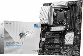 MSI PRO B760-P II pagrindinė plokštė, ATX – palaiko 14-osios, 13-osios ir 12-osios kartos „Intel Core“ procesorius, LGA 1700 – DDR5 atminties pagreitinimas iki 7000+ MHz/OC, PCIe 4.0 x16 lizdai, M.2 Gen4 lizdai, 2,5G LAN