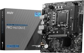 MSI PRO H610M-E pagrindinė plokštė, Micro-ATX – suderinama su 12-osios ir 13-osios kartos „Intel Core“ procesoriais, LGA 1700 – DDR5 atminties dažnis iki 5600 MHz, PCIe 4.0 x16 lizdas, M.2 Gen3 lizdas