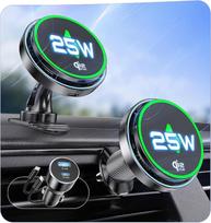 MSXTTLY „MagSafe“ automobilinis įkroviklis, 25 W, atitinkantis „Qi 2.2“ standartą, su 63 W greitojo įkrovimo įrenginiu, magnetinis mobiliojo telefono laikiklis automobiliui, skirtas „iPhone 17 Pro Max“/„17“/„16“, „Samsung Galaxy“ ir „Pixel“ modeliams