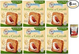 Mulino Bianco Fats Biscottate Ai Cereali 6 x 315 g Grūdų sausainiai, pusryčių sausainiai, kepta duona "Rusks" + itališka gurmaniška duona "Polpa" 400 g
