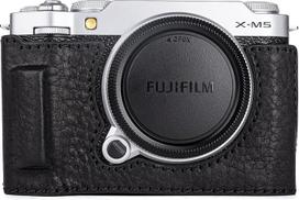 MUZIRI KINOKOO apsauginis pusdėklas, skirtas „Fujifilm X-M5“ / „Fuji X-M5“ fotoaparatui, natūralios odos dėklas, skirtas „Fuji X-M5“ / „Fuji XM5“ fotoaparatui – retro stiliaus dėklas su apatine angą ir rankenėle – juodos spalvos