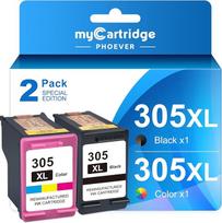 MYCARTRIDGE Phoever 305 XL kasetės suderinamos su HP 305 spausdintuvo kasetėmis, skirtomis HP DeskJet 4120e 2700 2720 2710 DeskJet Plus 4120 Envy 6000 6010 6020e 6420e Pro 6430 6432 spausdintuvui (2 vnt.)
