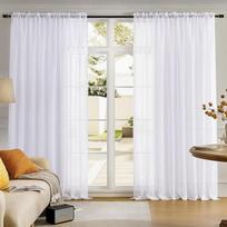 Mystic-Home Sheer užuolaidos baltos 84 colių ilgio, langų gydymas Rod Pocket užuolaidos gyvenamasis kambarys, miegamasis, pusiau Crinkle Voile Extra Wide užuolaidos kiemas, vila, salonas, 108 x 84 colių, 1 gabalas