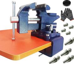 MYTEC 2 in 1 "Heavy Duty Bench Vice" - patobulintas daugiafunkcinis stalo spaustuvas - universalus 270° kampu besisukantis darbo spaustukas - 6" mėlynas