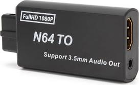 N64 į HDMI keitiklis – 1080p vaizdo signalo adapteris, skirtas N64 žaidimų konsolei, palaiko PAL ir NTSC standartus, su 3,5 mm jungtimi, vaizdo rodymas HD televizoriuje ar monitoriuje