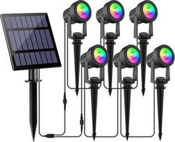 NATPOW RGB sodo prožektorius Saulės sodo šviesos LED saulės prožektorius Saulės šviesos sodui lauke, IP65 atsparus vandeniui, 2 režimai keičiant spalvą Sodo apšvietimas Saulės kiemas, sodas, privažiavimas, baseinas, veja