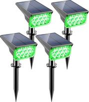 NATPOW saulės prožektoriai lauke, 20 LED saulės lempos, IP65 vandeniui, 4 žaliųjų sodo prožektorių pakuotė, saulės baterijos sodui, kiemui, terasai, takui, kiemui