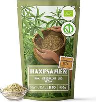NaturaleBio Kanapių sėklos be lupenos, ekologiškos, 950 g. Veganiškos, be GMO, augaliniai baltymai ir skaidulos. Daug Omega 3, Omega 6 ir vitaminų.
