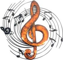 Naujas šiuolaikinis metalo sienų meno paveikslas arba skulptūra - "Treble Clef" muzikos sūkurys