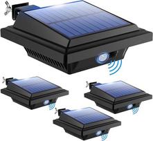 Nauji atvyksta saulės šviesos 6 LED, vandeniui atsparus laiptų apšvietimas Lauko šviesos apsaugos sienos apšvietimas Kelias Saulės energijos šviesa sodo tvorai, latakui, balkonui, terasai, (4 vnt., šiltai balta)