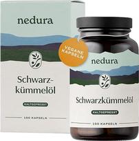 nedura® Juodųjų kmynų aliejaus kapsulės - Aukščiausios kokybės juodieji kmynai iš Egipto - šalto spaudimo ir švelniai apdoroti Vokietijoje - 150 veganiškų kapsulių rudame stikle - 1000 mg paros dozė