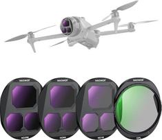 NEEWER CPL + ND filtrų rinkinys, suderinamas su DJI Mavic 4 Pro dronu (4 pakuotės), prisukamas žiedinis poliarizacinis filtras ND16 ND64 ND256 Daugiasluoksnis dengtas optinio stiklo neutralaus tankio filtras su laikymo dėžute