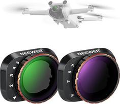 NEEWER Kintamų ND filtrų rinkinys, suderinamas su DJI Mini 3 Pro, ND2-32 (1-5 Stop) + ND64-512 (6-9 Stop), pagamintas iš daugiasluoksnio optinio stiklo, fotoaparato priedai, skirti fotografijai, oro videografijai
