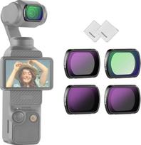 NEEWER Magnetinių ND filtrų rinkinys, suderinamas su "DJI Osmo Pocket 3 Creator" komplektuojamaisiais priedais, 4 vnt., daugiasluoksnis HD ND16/ND64/ND256/ juodos spalvos difuzinis 1/4 veiksmo kameros, pilkas filtras, 2 x valymo šluostė