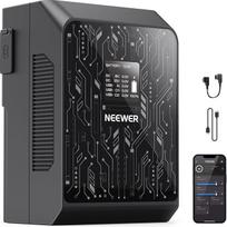 NEEWER Mini V laikiklio akumuliatoriaus išmanioji programėlė, 6800 mAh 99 Wh 14,5 V 100 W PD greitasis įkrovimas, OLED, atsarginis maitinimo šaltinis, suderinamas su BMPCC 4k 6k vaizdo kamera, USB C, skirtas fotoaparato monitoriaus vaizdo šviesai, PS099S