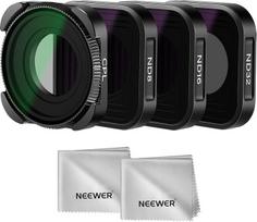 NEEWER ND filtrų rinkinys, suderinamas su "GoPro Hero 13 12 11 10 9", 4 pakuotės (ND8 ND16 ND32 CPL), daugiasluoksnis HD plonas pilkas poliarizacinis filtras, skirtas veiksmo kamerai, su 2 valymo šluostėmis, juodas