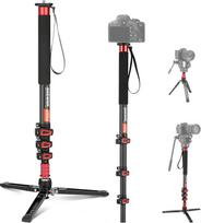 NEEWER TP71 172 cm fotoaparato monopodas – lengvas monopodas, kelioninis trikojis, pagamintas iš anglies pluošto, su nuimama pagrindo dalimi, skirtas DSLR fotoaparatams ir vaizdo kameroms, vaizdo įrašymui, teleskopinis „selfie“ lazdelei, žygio lazdai. Mak