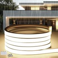 Neoninė LED juosta 15 m, silikoninė vandeniui atspari ugniai atspari IP65 LED juosta Natūralus baltas 4000 K 10 mm LED pasakų žibintai Lauko 230 V lanksti šviesos juosta Lauko naudojimas su maitinimo šaltiniu namams, šaliai, virtuvei