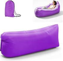 Neperšlampama pripučiama sofa 235 x 72 cm, „Lazy Lounger“ pripučiama sofa-oro lova, su nešiojamu įpakavimu, skirta kelionėms, stovyklavimui, vakarėliams prie baseino ir paplūdimyje (violetinė)