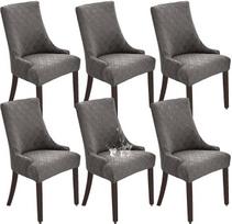 Neperšlampami „Wingback“ kėdžių užvalkalai, elastingi valgomojo kėdžių užvalkalai, nuimamas „Wingback“ kėdės užvalkalas, skalbiamas, skirtas banketų dekoravimui, šviesiai pilkos spalvos, 6 vnt. rinkinys | Neperšlampamas elastingas valgomojo kėdės užvalkal