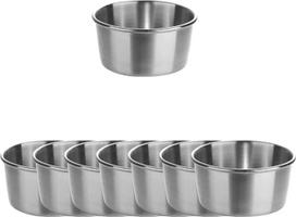 Nerūdijančio plieno padažų puodeliai Ramekin Dipping Small Sauce Bowls Dishes Dip Commercial Individual Round Condiment Cups for Salad Appetizer Dressing Seasoning Dips 8 Pack (Silver, 2,8 oz)