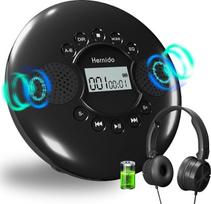 Nešiojamas CD grotuvas su ausinėmis, stereogarsiakalbiais, įkraunama baterija, apsauga nuo peršokimo ir atsparumas smūgiams, USB/Aux jungtys, juodos spalvos, skirtas naudoti automobilyje, namuose ir kelionėse