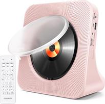 Nešiojamas CD grotuvas su „Bluetooth“, „HoneTeek“ stalinis grotuvas, skirtas namų Hi-Fi garsiakalbiams, CD muzikos nuotolinio valdymo pultas, laikmatis ir FM radijas, „boombox“, USB ir AUX jungtys, LED ekranas (rožinis) (JZBA-CDBA02PK)