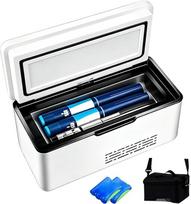 Nešiojamas insulino šaldymo dėklas, aktyvus aušinimas 2–8 °C, vaistų šaldytuvas su 2×10200 mAh baterijomis ir nešimo maišeliu, išmanusis baterijos įspėjimas, insulino šaldymo maišelis namams, automobiliui ir kelionėms