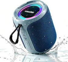 Nešiojamas „Bluetooth“ garsiakalbis lauke, muzikinė dėžutė su 50 W galios, atspariu vandeniui (IPX7) belaidžiu garsiakalbiu su RGB apšvietimu, „Bluetooth“ 5.4, TWS stereo, palaiko TF/USB/AUX jungtis, skirtas kempingui, paplūdimiui, baseinui – mėlyna