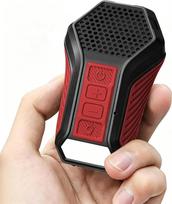 Nešiojamas „Bluetooth“ garsiakalbis su apšvietimu / įspėjamąja lempute, garsiakalbis su tvirtinimo spaustuku ir įmontuotu mikrofonu, laisvų rankų funkcija muzikai ir skambučiams, puikiai tinka darbui, dviračių sportui ir veiklai lauke (raudonas)