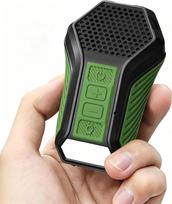 Nešiojamas „Bluetooth“ garsiakalbis su šviesos / įspėjamąja lempute, garsiakalbis su tvirtinimo spaustuku ir įmontuotu mikrofonu, laisvų rankų funkcija muzikai ir skambučiams, idealiai tinka darbui, važiavimui dviračiu ir veiklai lauke (žalias)